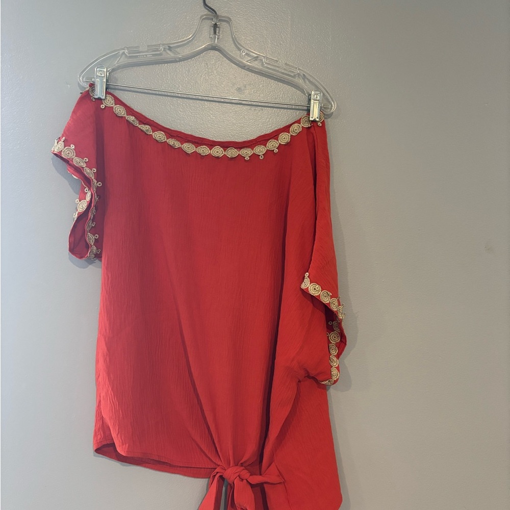 Elegant Red Off-Shoulder Women's Top